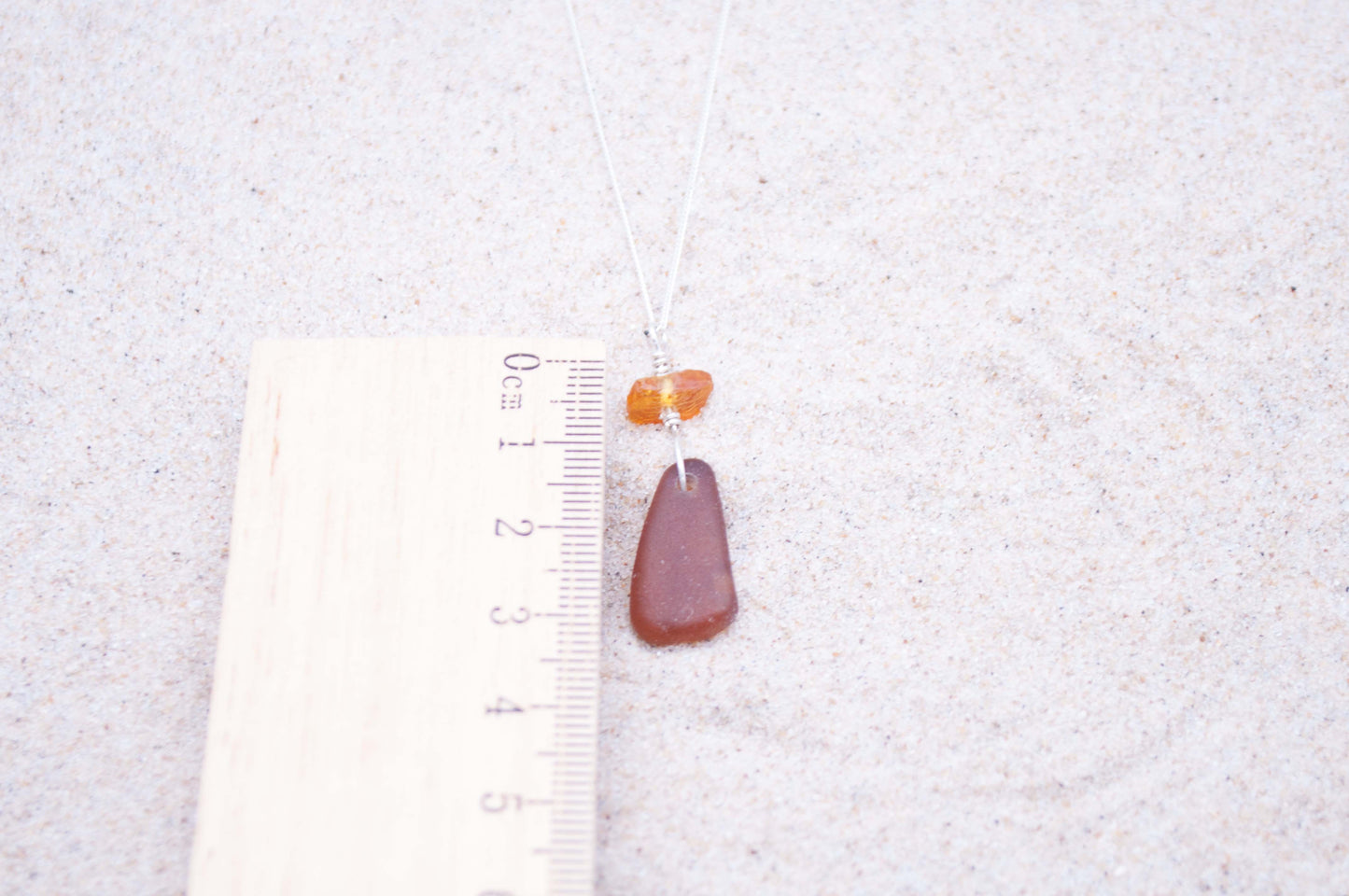 Silberkette braunes Seeglas