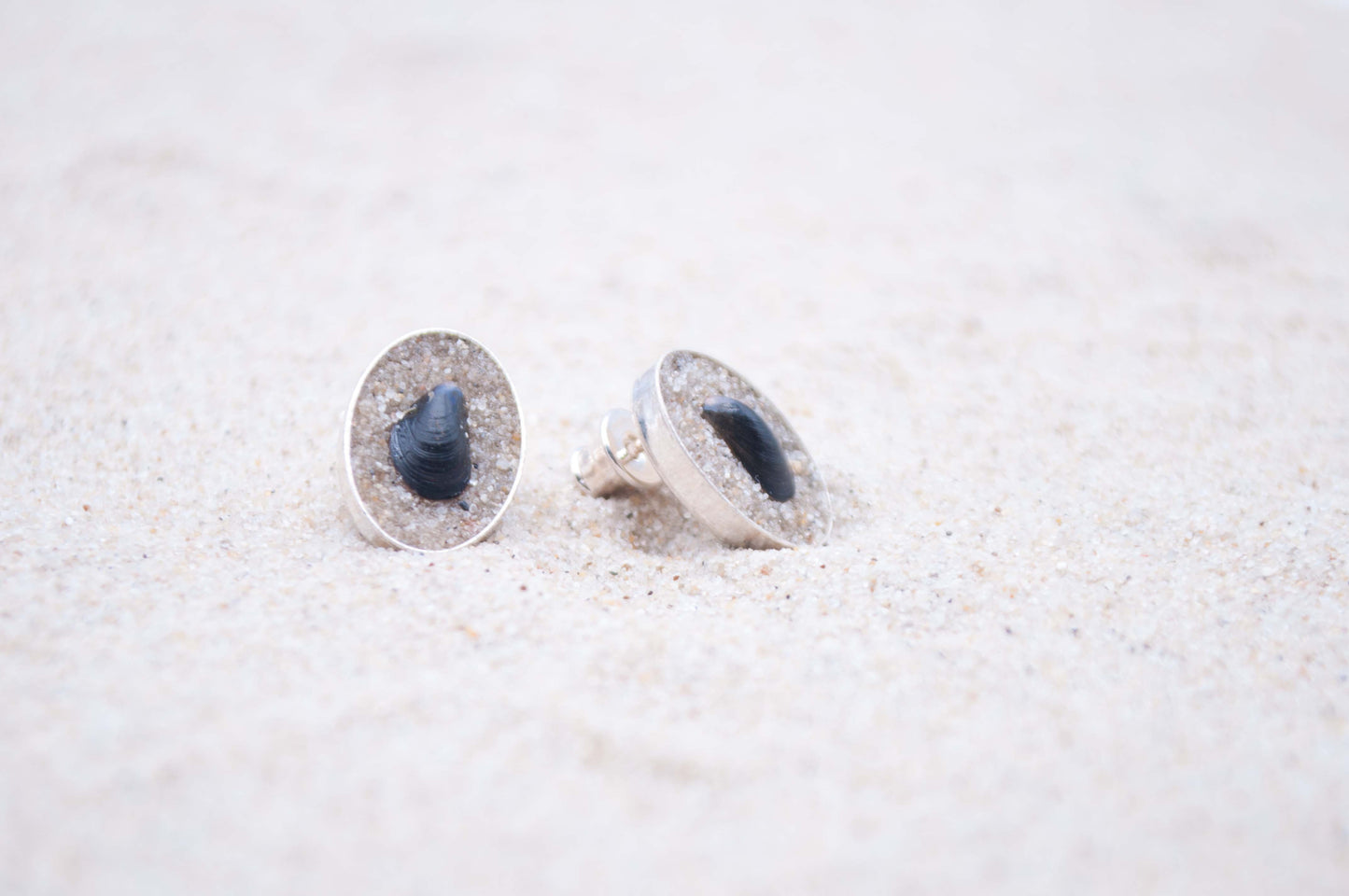 Ohrstecker Miesmuscheln am Strand