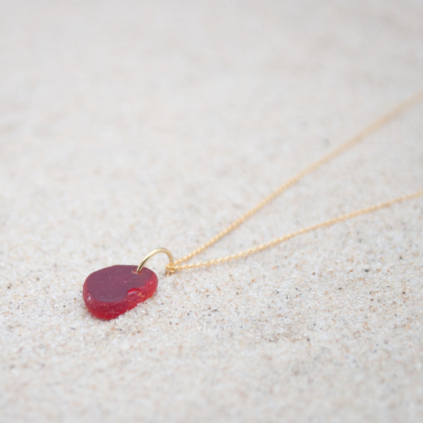 Meerglaskette rot und gold
