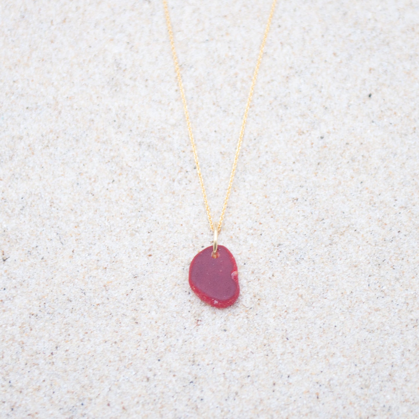 Meerglaskette rot und gold