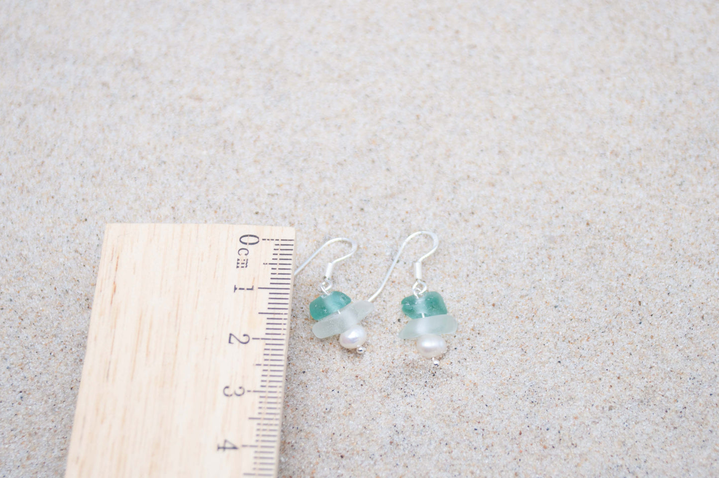 Ohrhänger Seeglas und Perlen